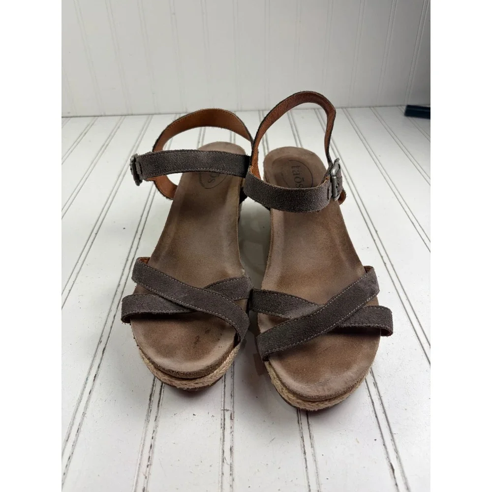 Taos Hey Jute Suede Espadrille Brown Wedge Sandals Women's Size 10-10.5 EU 41